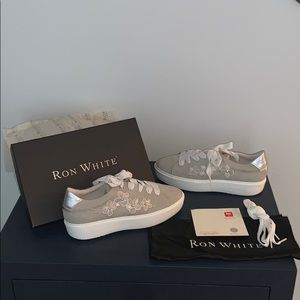 Ron white embroidery sneakers